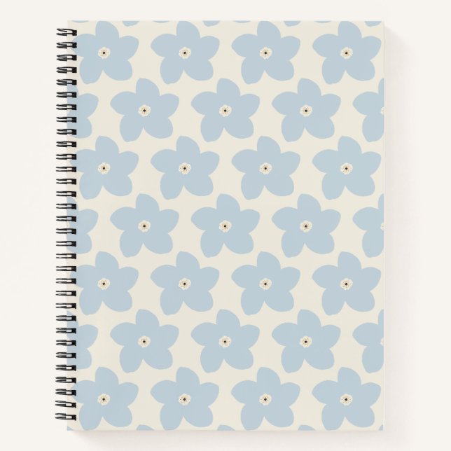 Carnet Fleur Rétro Bleu Clair Et Crème (Devant)