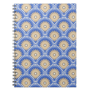 Carnet Fleur rétro Sunrise - bleu, blanc et marron