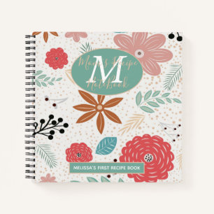 Carnet Fleur rose bleu Brown Monogramme Maman 1ère recett