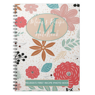 Carnet Fleur rose bleu Brown Monogramme Maman 1ère recett
