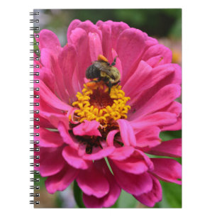 Carnet Fleur rose élégante abeille mignonne