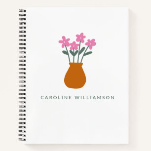 Carnet Fleur rose mignonne simple dans le vase Personnali