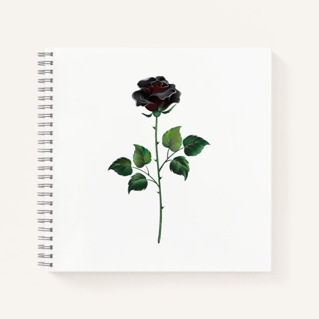 Carnet Fleur rose noire (Devant)