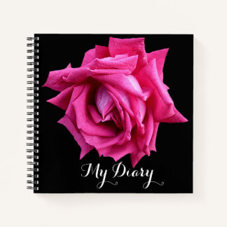 Carnet Fleur rose rose chaud élégant noir tendance