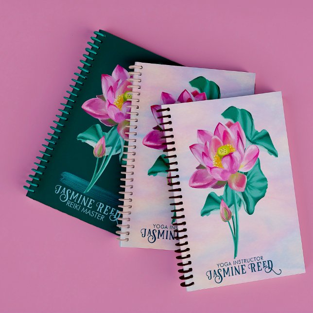 Carnet Fleur rose serène opale | Conseiller indépendant (Opal background and delicate lotus flower for this notebook! Perfect for a yoga instructor!)