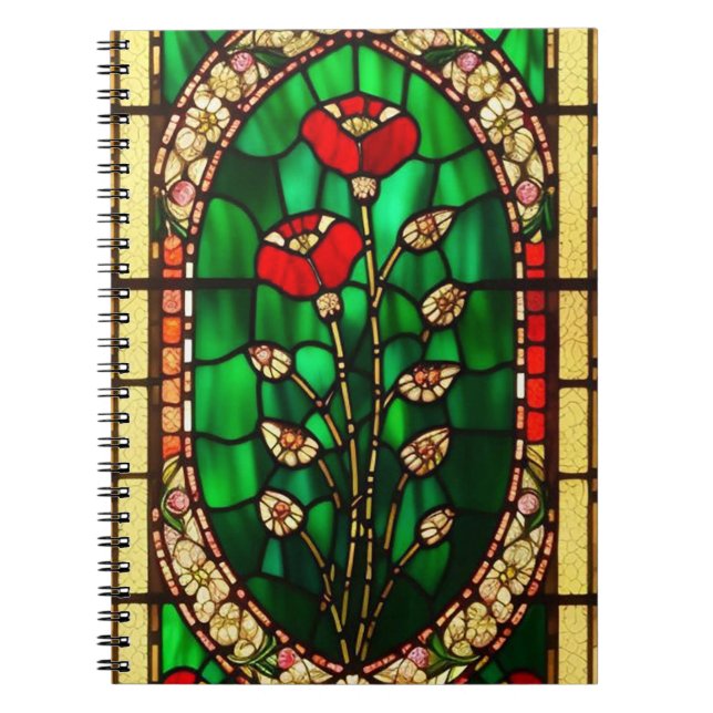 Carnet Fleur rouge de verre teinté élégant (Devant)