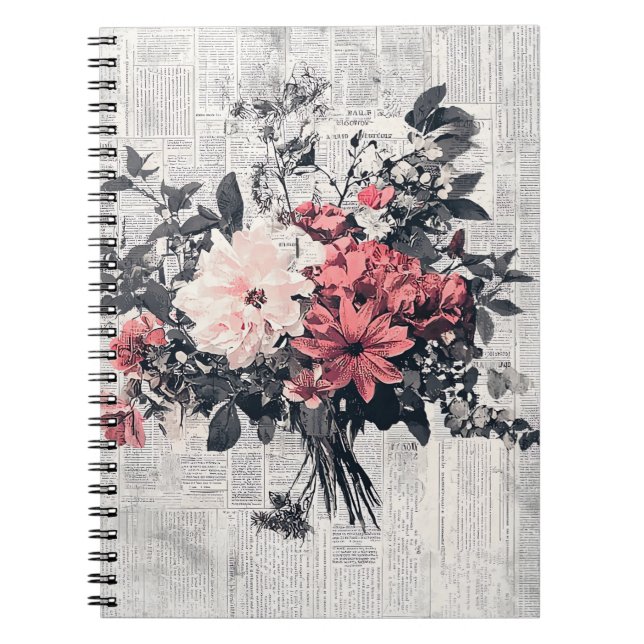 Carnet Fleur rustique et calligraphie - Papier Brown viei (Devant)