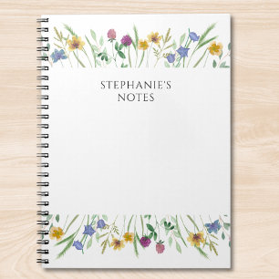 Carnet Fleur sauvage aquarelle personnalisée