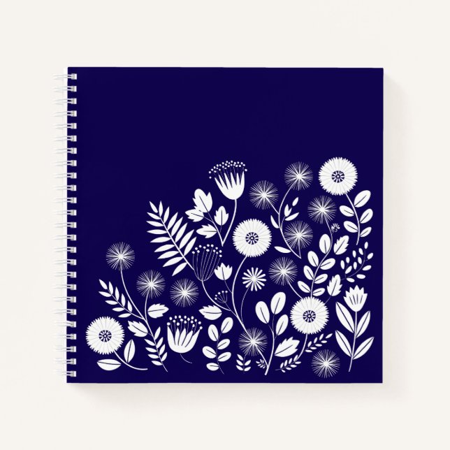 Carnet Fleur sauvage Boho violet et blanc (Devant)