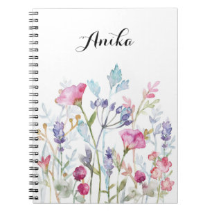 carnet fleur sauvage, carnet de nom personnalisé