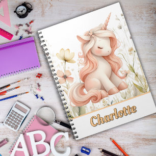 Carnet Fleur sauvage de licorne pastel fantaisiste