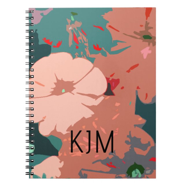 Carnet Fleur sauvage Monogrammes Floral Personnalisé Nom  (Devant)