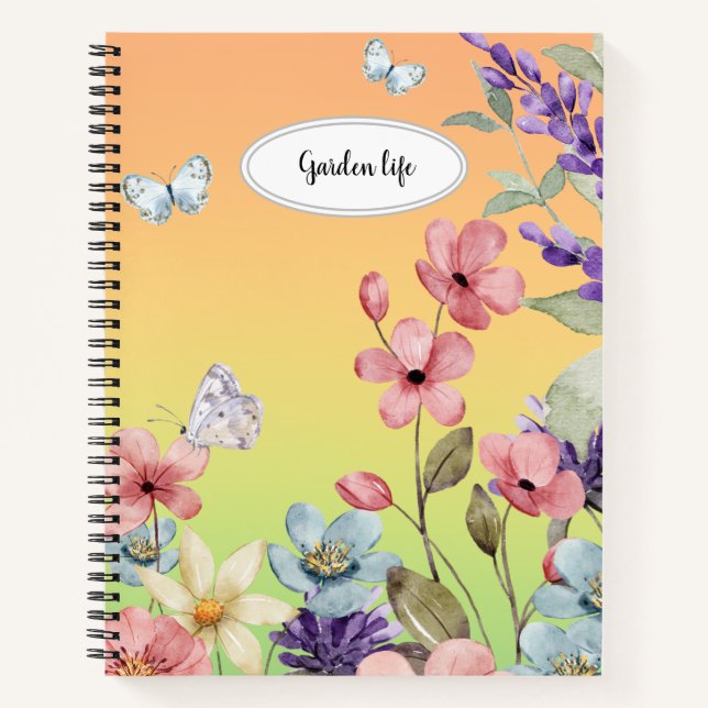 Carnet Fleur sauvage & papillons féminin couverture défra (Devant)