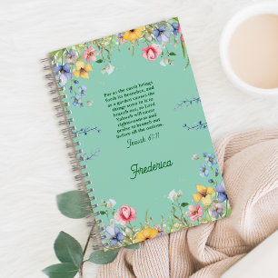 Carnet Fleur sauvage Printemps Jardin Bible Verse personn
