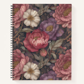 Carnet Fleur sauvage rose et violet Personnalisé