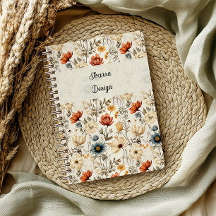 Carnet Fleur sauvage séchée vintage Terracotta Navy