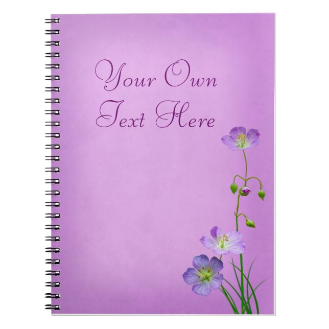 Carnet Fleur sauvage violet sur violet (Devant)