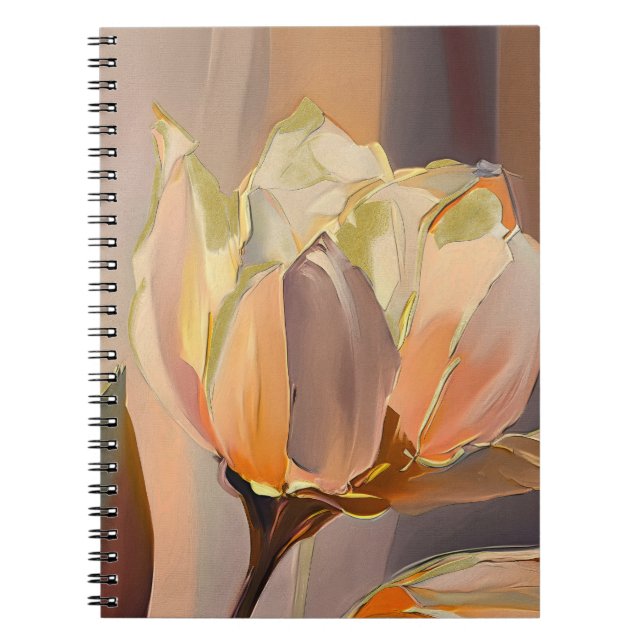 Carnet Fleur Silencieuse – Tulipes Abstraites en Or Doux (Devant)
