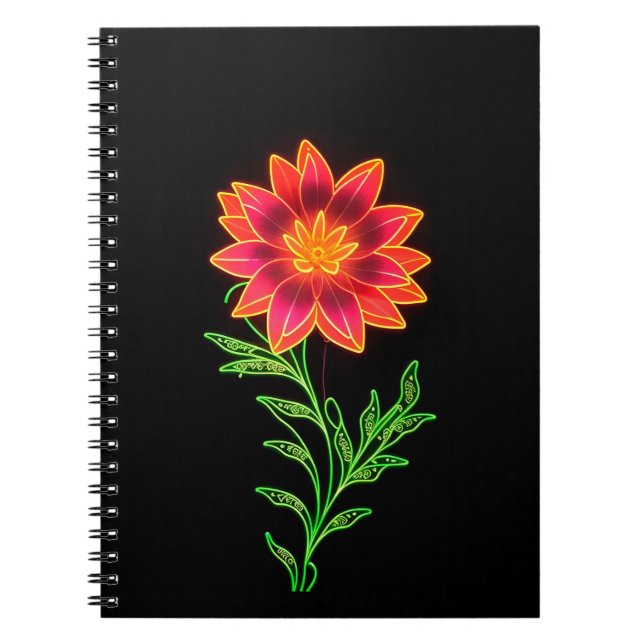 Carnet Fleur stylisée néon (Devant)