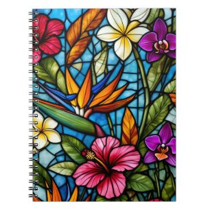 Carnet Fleur tropicale en vitrail floral vibrant