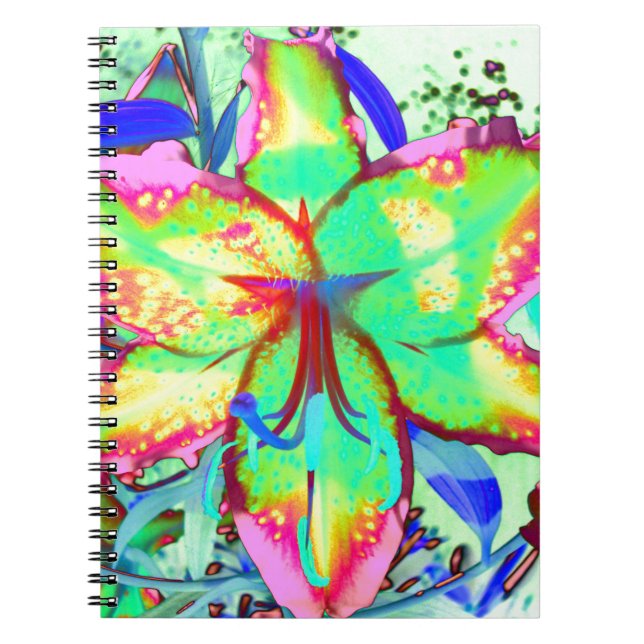 Carnet Fleur tropicale fleurie fleurie verte rose (Devant)