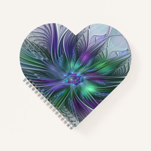 Carnet Fleur vert violet Art Abstrait moderne Fractal (Devant)
