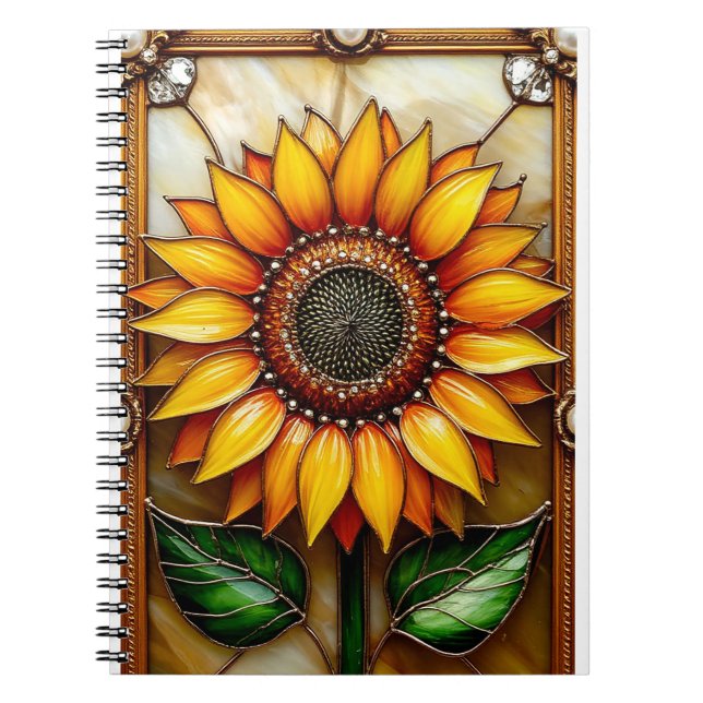 Carnet Fleur Vibrante Encadrée avec Ornementation (Devant)