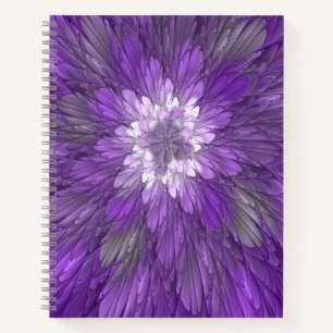 Carnet Fleur Violette Abstraite Art Fractal Psychédélique