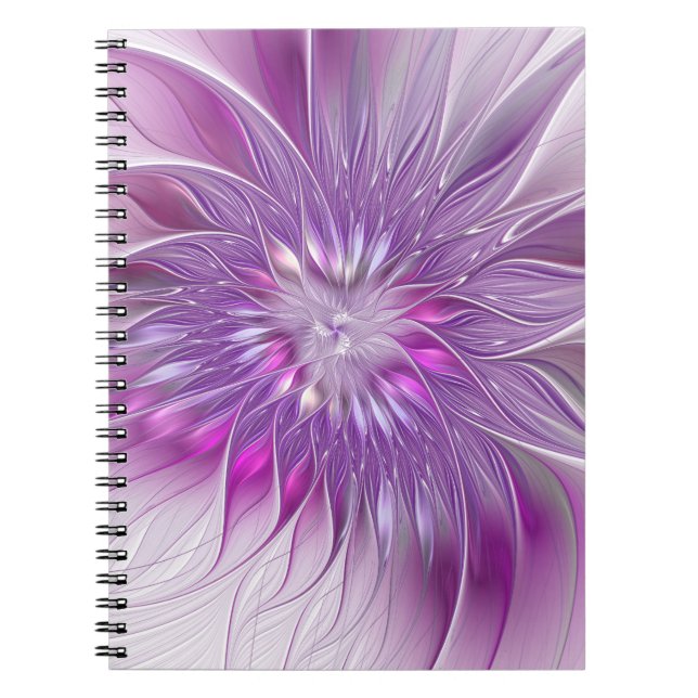 Carnet Fleur violette rose Passion Abstrait Art fractal (Devant)