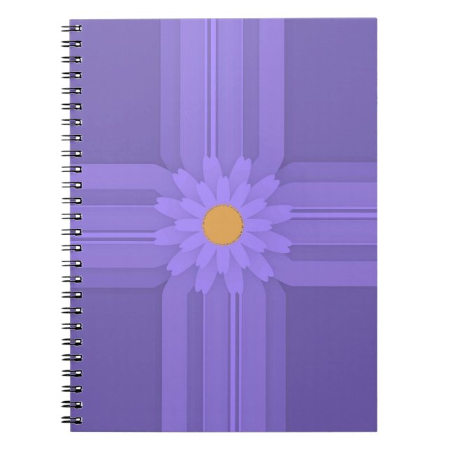 Carnet Fleur Violette Simple sur Croix Moderne (Devant)