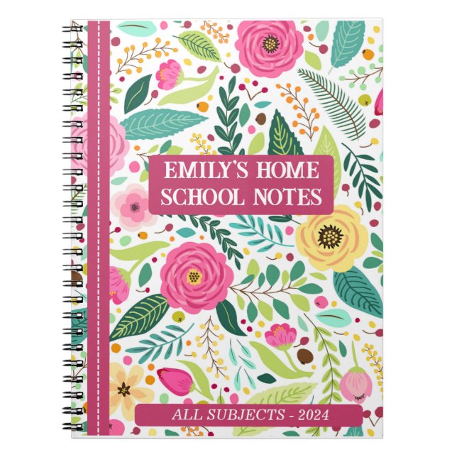 CARNET FLEURÉ POUR L'ÉCOLE À LA MAISON (Devant)
