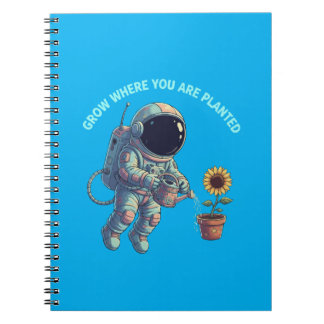 Carnet "Fleurir là où vous êtes planté" Astronaute Rétro
