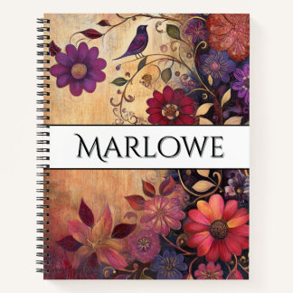 Carnet Fleuris rustiques vintage gras 