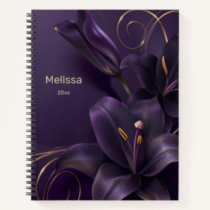 Carnet Fleurs 3D violettes foncées