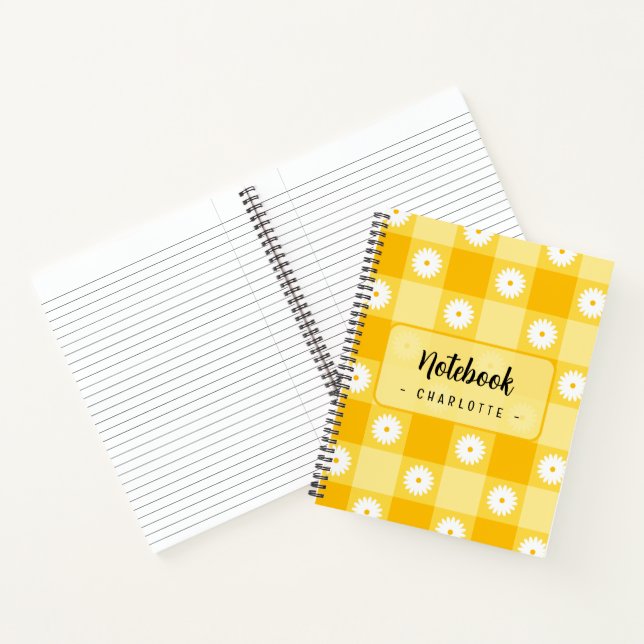 Carnet Fleurs à carreaux jaunes (Intérieur)