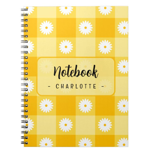 Carnet Fleurs à carreaux jaunes (Devant)