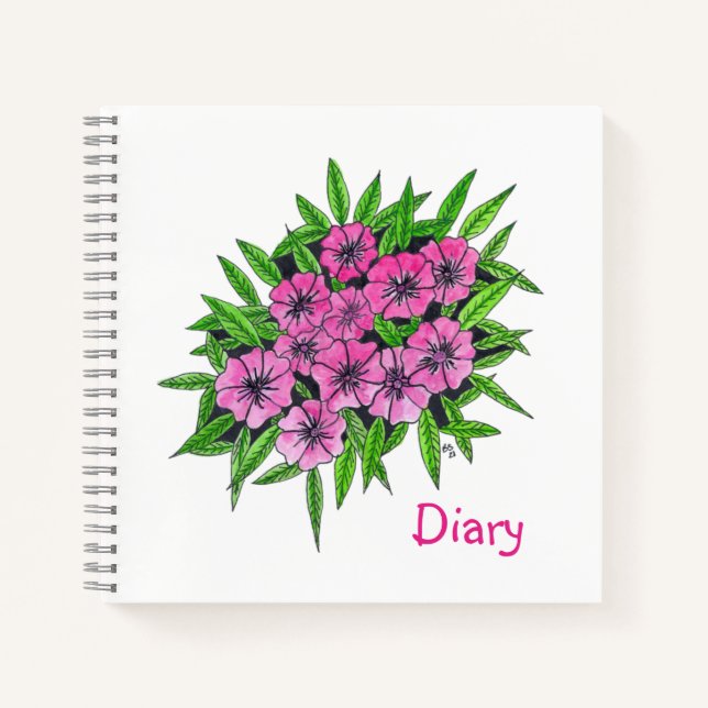 Carnet Fleurs à l'aquarelle rose (Devant)