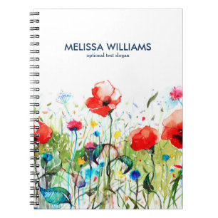 Carnet Fleurs Abstraites colorées à ressort d'aquarelle