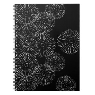 Carnet Fleurs abstraites de printemps noir et blanc