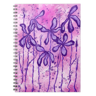 Carnet Fleurs Abstraites Encaissées Pink Purple Lys