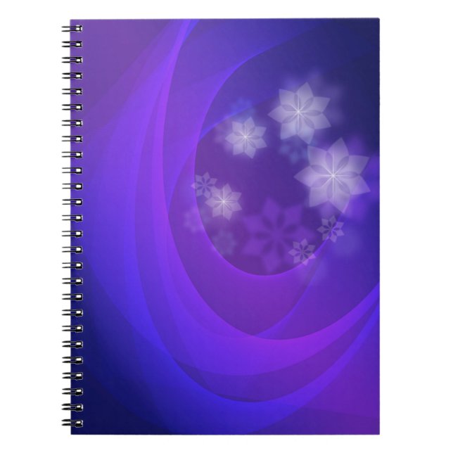 Carnet Fleurs Abstraites sur Arrière - plan Indigo plié (Devant)
