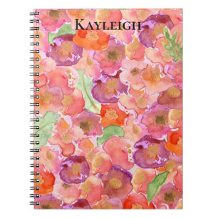 Carnet Fleurs Abstraites violettes roses