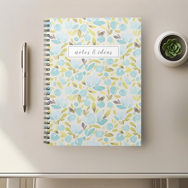 Carnet Fleurs aquarelle bleues (Créateur téléchargé)