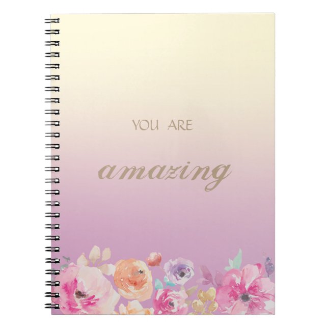 Carnet Fleurs aquarelles colorées adorables (Devant)