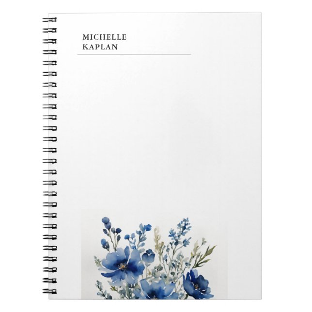 Carnet Fleurs aquarelles modernes blanches noires (Devant)