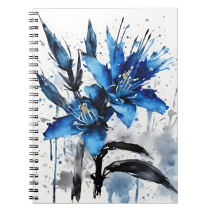 Carnet Fleurs aquarelles - Puya bleue