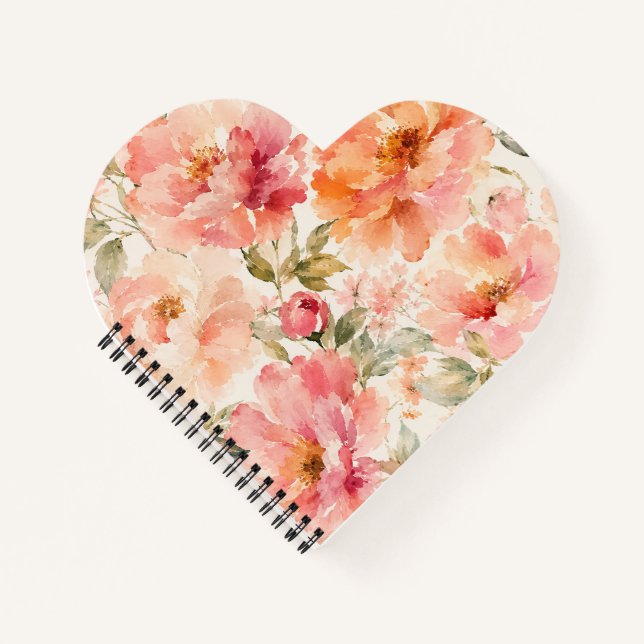 Carnet Fleurs aquarelles romantiques chaudes d'été (Devant)