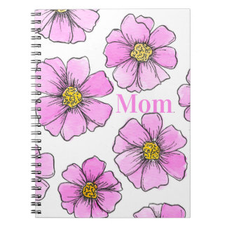 Carnet Fleurs aquarelles roses et fantaisie