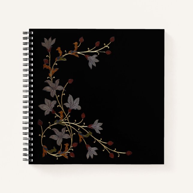 Carnet Fleurs Art Déco sur fond noir (Devant)
