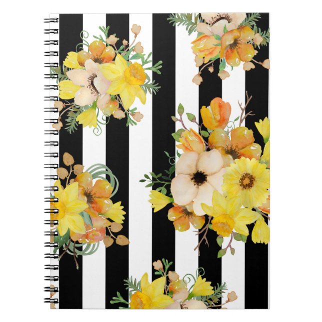 Carnet Fleurs audacieuses de jaune de conception florale (Devant)